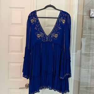 Free People Royal Blue Floral Dress